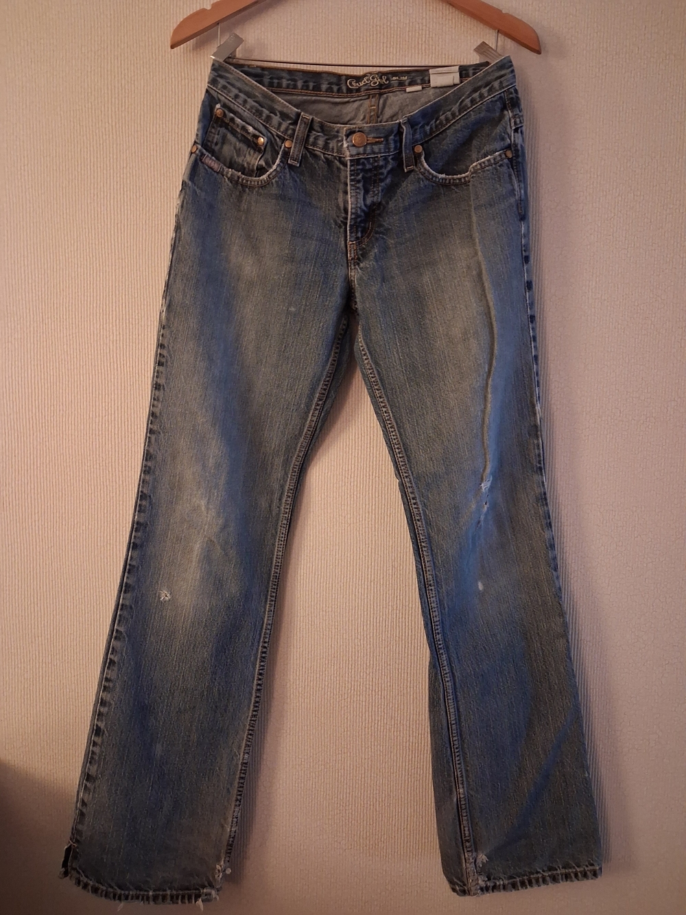Cruel Girl Blue Juniors Slim  Straight-Leg Jeans Sz 7 Long Distressed Denim